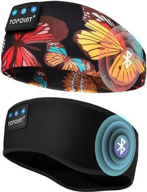 Sleep Headphones Headband Bluetooth 5.4, TOPOINT Sports Headband Earphones Sleeping Bluetooth Wireless with USB C for Women Men Sports Gifts Workout Jogging Yoga Insomnia Air Travel Meditation