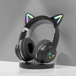 TSKVT Kids Bluetooth Headphones,85dBA Safe Volume Limit, Type-C Quick Charge for Travel,Flashing LED,Suitable for Ages 8 to 24,Tablet, Cell Phone can be Connected,Wireless Kids Headphones(Black).