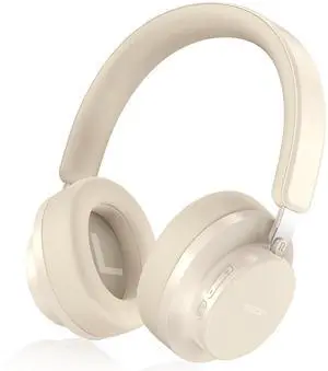 Noise Cancelling Headphones Wireless Bluetooth, Over Ear Headphones Bluetooth with Microphone, Cancelling Wireless Headphone Over Ear, 65h Playtime, Clear Calls, Comfort Fit For Travel (Beige)