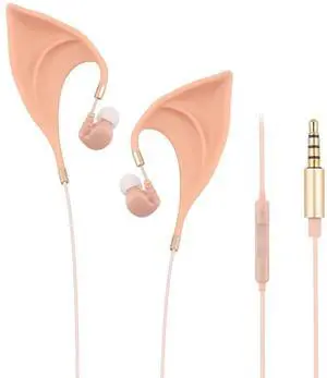 URIZONS Elf Earbuds Earphones in-Ear Headphones Ears for Kids - Elves Ear Design Ultra-Soft Corded Earphone Adorable Cosplay Headset Spirit Costume Accessories for iPhone/iPad Android/Computer
