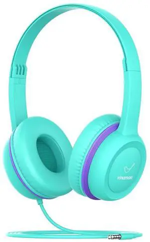 vinamass Kids Headphones, Wired Headphones for Kid with Safe Volume Limiter, Kid Headphone with Cord 3.5mm Jack, On-Ear Girls Boys Toddler Headphone for School