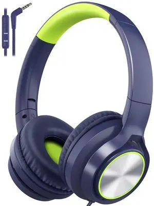 Kids Headphones with Cord , Wired Over Ear Headsets with Microphone Limited Volume 85dB/ 94dB, Portable Wired Headphones for Kids Boys Girls Teens Children Online School/Travel/iPad/Tablet/Cellphone