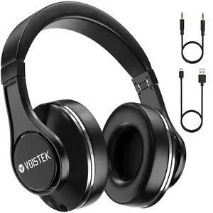 Voistek Wireless Over-Ear Headphones 8 Drivers Over Ear Bluetooth Headphones with Microphones Deep Bass HiFi Audio 40 Hours Playtime Foldable Earcups Headsets for Travel Home Office Phone PC - Black