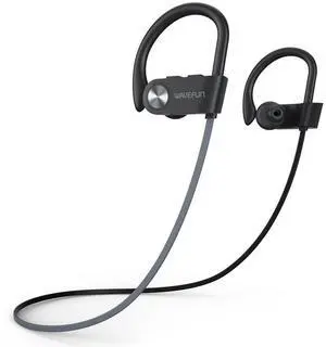 WAVEFUN Wireless Headphones with Ear Hook, XBuds Bluetooth Earbuds Over Ear IPX7 Waterproof Sports Workout Outdoor Headsets Super Bass with Earhooks 15 Hours Music Time with Mic (Grey)