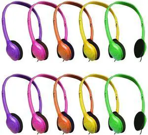 WAHUWAY 10 Pack Bulk Headphones for Kids Multi Color Headphones for School Classroom Students Teen Boys Girls and Adult