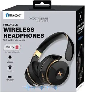 Xtreme Wireless Bluetooth Headphones with Microphone, Over The Ear Headphones, Aux Line, Phone Call, Volume Control, & Pause Buttons, Micro SD Slot, 33 Foot Bluetooth Distance (Black)