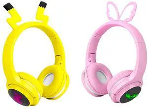 YLFASHION Wireless Kids Headphones with 7-Color LED Lights, 85dB Safe Volume & 40H Playtime - Ultra-Soft Over-Ear for School Travel