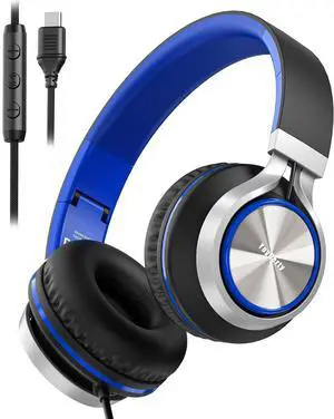 yoygerty Upgraded USB Type C Wired Headphones, Foldable Over-Ear Headphones with Mic and Volume Control, Hi-Fi Stereo Sound, for Adults/Teens/Toddlers/Tablets/Travel