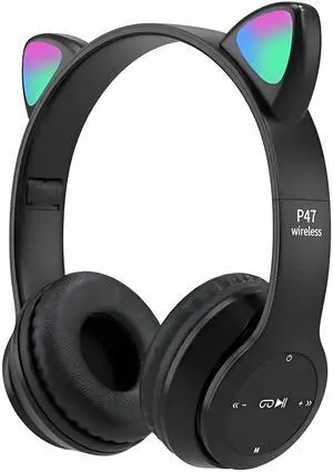 Upgraded Hybrid Noise Cancelling Wireless Bluetooth Headphones Over Ear with Mic Soft-Earpads HiFi Stereo Foldable Lightweight Headset Deep Bass for Home Office Cellphone PC Black