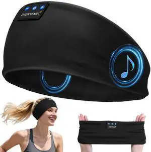 ZHENYEMEI Sleep Headphones Wireless Bluetooth 5.4 Headband, Sports Earphones Sleep Earbuds with HD Stereo Speaker Microphone for Workout Jogging Yoga Insomnia Air Travel Meditation Unique Gifts Black