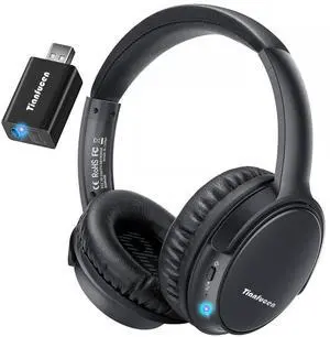 Tianfucen Wireless Headphones for TV Watching, BKM400 Bluetooth TV Headphones Wireless for Seniors with USB Transmitter, 20hrs Playtime, No Audio Delay, Higher Volume, 165FT Range, Black