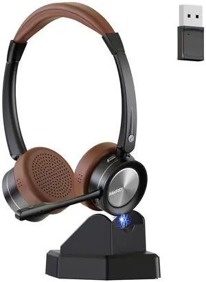 MAIRDI Bluetooth Headset with Microphone for PC, 40H Work Time, Wireless Headset with Mic Mute Ai Noise Cancelling, Bluetooth Phone Headphone for Computer Laptop Office Call Centers Microsoft Teams