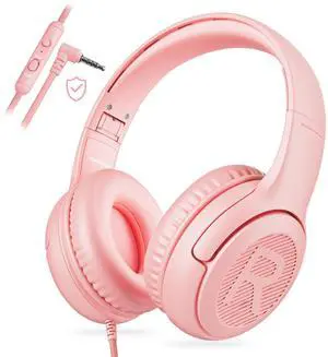 Kids Headphones with Microphone Foldable Stereo Tangle-Free 3.5mm Jack Wired Cord On-Ear Headset for Children/Teens/Boys/Girls/Smartphones/School/Kindle/Airplane Travel/Plane/Tablet (Pink)