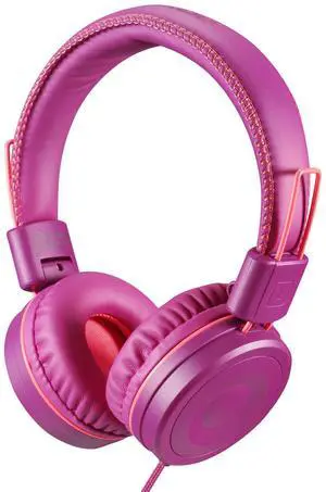 POWMEE M1 Kids Headphones Wired Headphone for Kids,Foldable Adjustable Stereo Tangle-Free,3.5MM Jack Wire Cord On-Ear Headphone for Children (Purple)