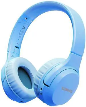 KONNAO Kids Headphones Wireless 60H, Foldable On Ear Headphone with MIC, Volume Limiter 85dB/94dB Wireless & Wired Headphones, Over-Ear Headphone for Kid Adult School Online Class Travel, Blue