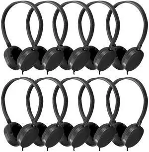CN-Outlet Bulk Headphones for Classroom School Students Kids Teens Children Gift and Adults,Wholesale Wired Adjustable On Ear Headphones 10 Pack (Black)