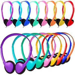TJZXGUI Classroom Headphones Bulk 24 Pack for Kids Children On Ear Comfy Swivel Earphones for Students School Library Online Learning Travel 3.5mm Jack Multi Color