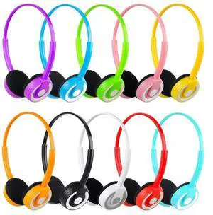 CNSZSLZ 10 Pack Classroom Kids Headphones Bulk Class Set of Headphones for Students Children Toddler Boys Girls Teen and Adult 3.5mm Jack Mixed Colors (B)
