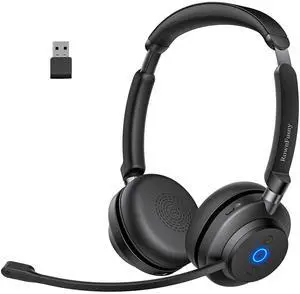 Wireless Headset with Mic for Work, Bluetooth 5.3, Advanced Noise reduction Microphone, & HD Microphone & HiFi Stereo & Ultra Lightweight Comfortable Bluetooth Headphones for PC, Laptop, iPhone,Zoom
