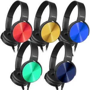 MKDTNJT Kids Headphones Bulk 5 Pack Mixed Colors,On-Ear Premium Student Bulk Headphones,Comfy Swivel Earphones for Classroom School Library Airplane,Noise Stereo Sound 3.5mm Jack(HTC004)