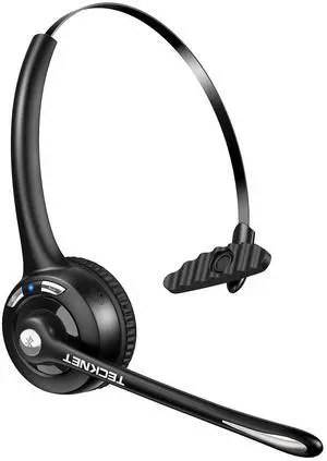 TECKNET Bluetooth Headset, Wireless Headset with Noise Canceling Microphone for Trucker, On-Ear Bluetooth Headphone with Mute Mic for Work