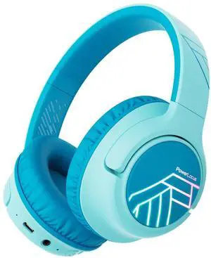 PowerLocus Kids Wireless Headphones, Bluetooth Kids Headphones LED Lights Over Ear with 74/85/94dB Volume Limited, 45H Playtime,Built-in Mic, Two Device Share Mode, HD Stereo for Travel/PC/Tablet