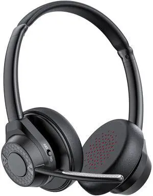 CPTEA Bluetooth Headset, Wireless Bluetooth V5.4 Headphones with Microphone, Noise Canceling Multipoint Connect Wireless Headset with Mic for Work/Mobile/Laptop/Call Center/Noisy Office/Zoom - Black