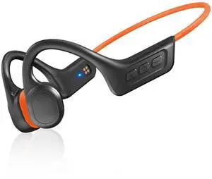 SilisoundTek Bone Conduction Headphones,Upgraded IPX7 Waterproof Wireless Bluetooth Headphones,Open Ear Headphones Bluetooth 5.3 with Mic,10H Playtime for Running,Cycling,Hiking,Gym,Workout. (Orange)