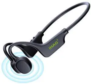 IHAO True Bone Conduction Headphones Open Ear Headset Able to be a MP3 Player with Micro Disk Stereo Bluetooth Earphone for Driving Bicycling Running Skiing