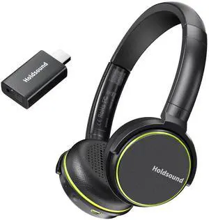 Holdsound Wireless TV Headphones for Seniors - BKM600 Comfortable & Lightweight On-Ear Design with Multi-Output USB Transmitter (Optical/AUX/RCA/USB), Green
