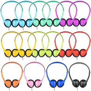 ZNXZXP 10 Pack Bulk Classroom Headphones for Students Kids School Wholesale Headphones Class Set 3.5mm Jack for Chromebook Laptop PC Computer Mixed Colors (B)