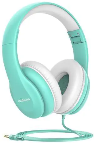 JoySpark Wired Headphones for Kids, 85dB Volume Limit, 3.5mm Kids Headphones with Cord, Adjustable, Stereo Sound Foldable Toddler headsets for School-Green