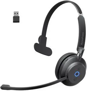 Rownfusny Wireless Headset with Mic, Bluetooth 5.3 Mono Computer Headphones for Work, Bluetooth Headsets with USB Dongle & Noise Reduction Microphone for PC, Phone, Laptop, Office, Home