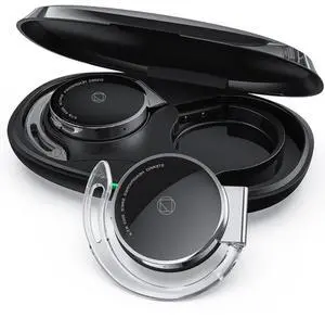 Open-Ear Headphones Bluetooth V5.3, On Ear Headphones Wireless with Earhooks, Ear Clip On Earphones, Sports Headset Bluetooth with 4 Microphones, Noise Cancelling/Long Battery Life