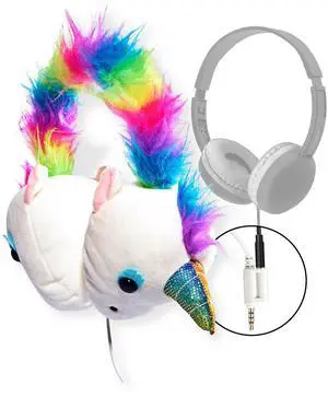 Coby Wired Plush Kids Headphones, 3.5mm Jack with Built-In Splitter, Volume Limit, On-Ear Design, Lightweight, Great for Kids & Multiple Listeners