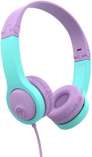 JLab JBuddies Folding Kids Wired Headphones Gen 2, Pink/Teal, Toddler Headphones, Noise Isolation, Kids Safe, Volume Limiting, for Children Ages 2+