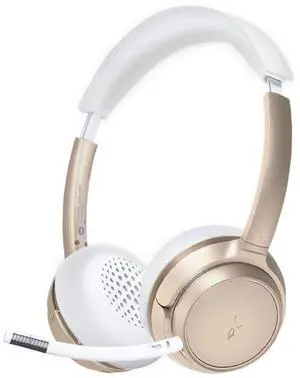 Avantree AH6B - Bluetooth On Ear Headphones with Detachable Mic for Work in Office or at Home, Premium Sound, Soft Padding, Lightweight, Wireless & Wired Headset for Phone PC Laptop, Champaign Gold