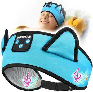 Boodlab Kids Headphones, Headband for Children Baby & Toddlers, Bluetooth Toddler Headphones Wireless and Wired Playback 3.5 MM Jack for School, Stretchy & Comfy Travel Accessories