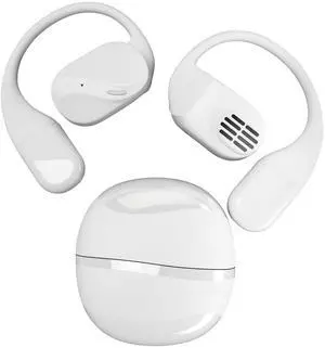 OWS True Wireless Open-Ear Headphones with Earhooks, Bluetooth 5.3, 60H Playtime, IPX5 Waterproof, Lightweight Design White