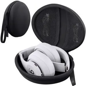 co2CREA for Beats Studio Pro / Studio3 / Solo4 / Solo3 Headphones, Hard Travel Case Compatible with Beats Wireless On-Ear Headphones (Black Case)