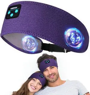 Voerou Sleep Headphones Bluetooth Headband - 10Hrs Adjustable Wireless Sports Sleeping Headphones with Hi Fi Sound, Tech Gifts for Men Women Side Sleepers Office Nap, Travel, Yoga, Workout, Meditation