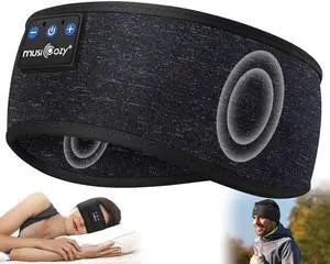 MUSICOZY Sleep Headphones Bluetooth 5.4 Headband, Wireless Earphones Sweat Resistant Earbuds with Ultra-Thin HD Stereo Speaker for Workout Running