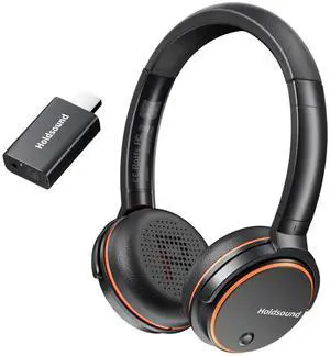 Holdsound Wireless Headphones for TV Watching, BKM600 TV Headphones Wireless with Bluetooth USB Transmitter, Instant Audio Sync, Plug and Play, Higher Volume, 165ft Range,Ideal Gift for Elderly,Orange
