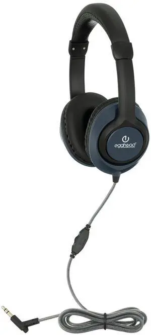 Egghead(r) Audio Enhanced Deluxe Headphone with 40mm NdFeb Speakers, Leatherette Ear Cushions, Pivoting Earcups, Adjustable Headband, and Tri-Shield Tangle-Free Cord