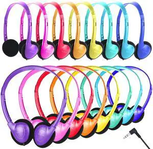 GDBOMA Kids Headphones Bulk 24 Pack for School Classroom K-12,Wholesale Class Set Earphones for Students Children Toddler Teens Boys Girls Adult 3.5mm Jack Multi Color