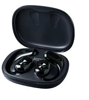 Open Ear Headphones, Bluetooth Headphones 5.3 Sports with Smart Digital Display, 30H Playtime, IP4 Waterproof, Wireless Earbuds Lightweight Design Fit Cycling, Running, Workout (Black)