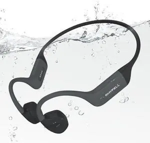 Rhyfell Swimming Headphones, Bone Conduction Headphones Bluetooth 5.4, All Liquid Silicone, IP68 Swimming Waterproof, 32G Memory Underwater Listening for Snorkeling, Surfing, Swimming, Rafting
