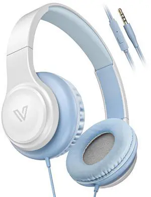 GE02 On-Ear Headphones with Microphone, Colorful Lightweight Folding Utral-Bass Headphones w/1.2M Cord, Portable Wired Headphones for Smartphone Tablet Computer,Headphones for Kids for School (blue)