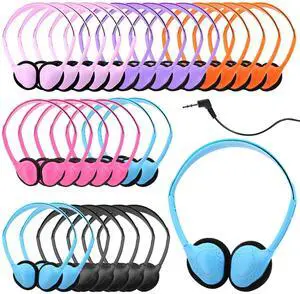 30 Pack Kids Headphones with Cord, Classroom Headphones Bulk, Bulk Headphones for Classroom, Compatible with 3.5mm Jack for Library Children Adults Office Gifts (Mixed Colors)