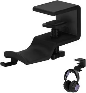 BRAINWAVZ Paw - Under Desk Headphone Hanger Stand, Screw in Place, Easy to Install with Adjustable Mounting Clamp, Suitable for All Headsets, Black
